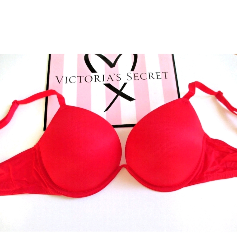 VICTORIA'S SECRET PINK Super Push-Up Bra VS Red 38DD NWT